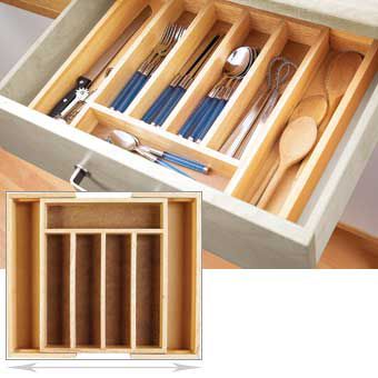 Extending Wooden Cutlery Tray
