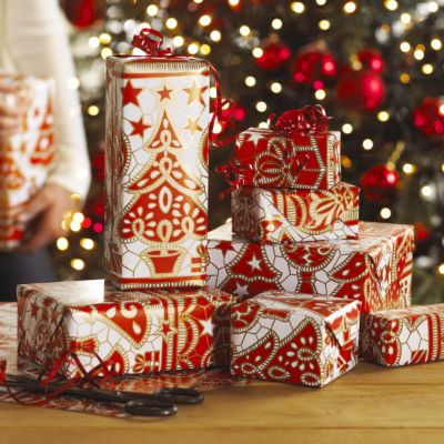Lakeland Red & Gold Gift Wrap